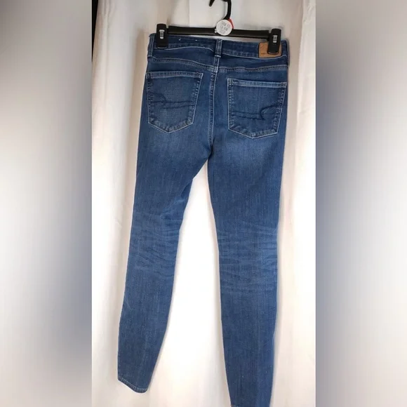 American Eagle Outfitters Women's Jegging  Dark Blue Ripped Skinny Jeans - Picture 2 of 10